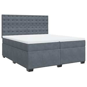 Box spring postel s matrací tmavě šedá 200x200 cm samet - obrázek 2