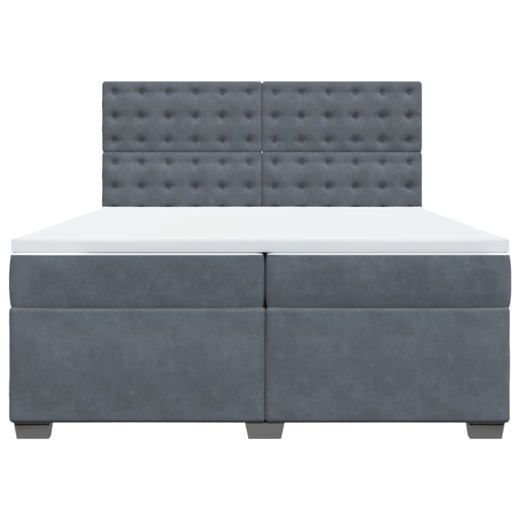 vidaXL Boxspring met matras fluweel donkergrijs 200x200 cm grijs, foto 4