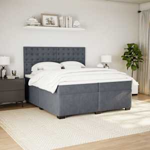 Box spring postel s matrací tmavě šedá 200x200 cm samet - obrázek 3