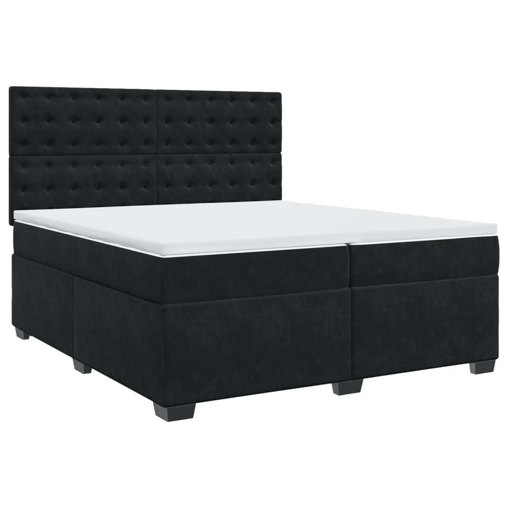 vidaXL Boxspring met matras fluweel zwart 200x200 cm, foto 3