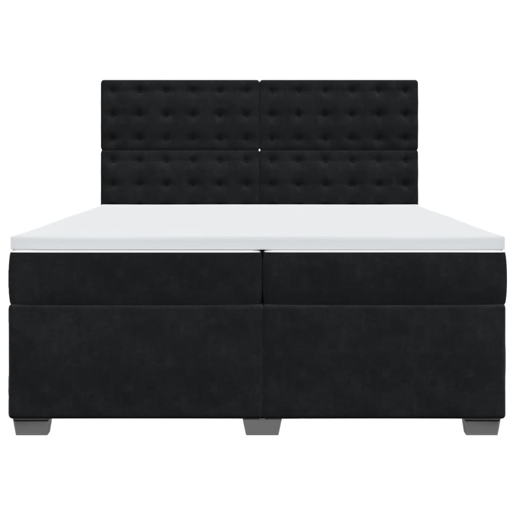 vidaXL Boxspring met matras fluweel zwart 200x200 cm, foto 4