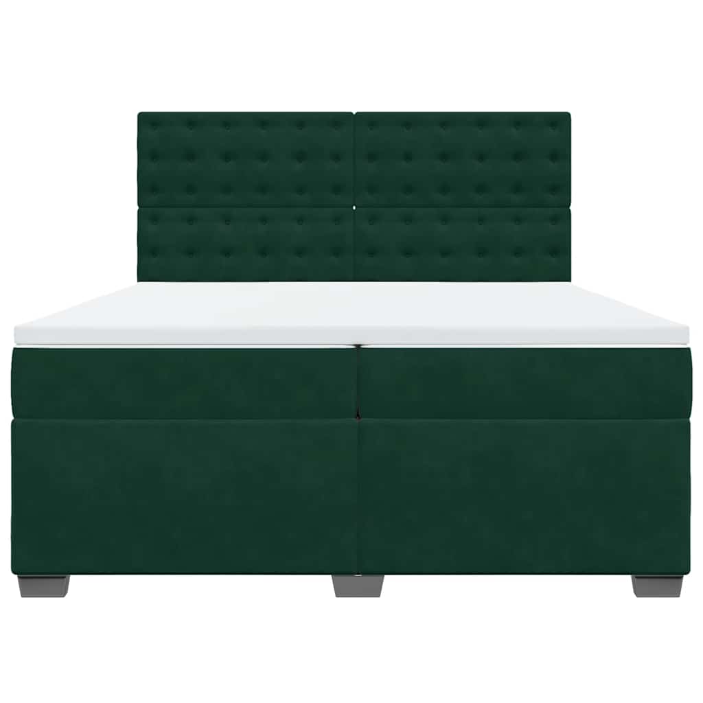vidaXL Boxspring met matras fluweel donkergroen 200x200 cm groen, foto 4