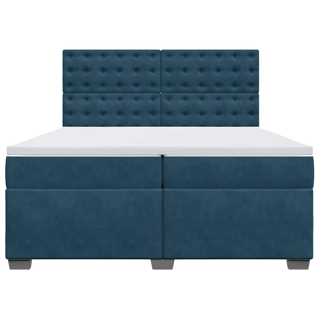 vidaXL Boxspring met matras fluweel blauw 200x200 cm, foto 4