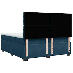 Box spring postel s matrací modrá 200 x 200 cm samet - obrázek 10