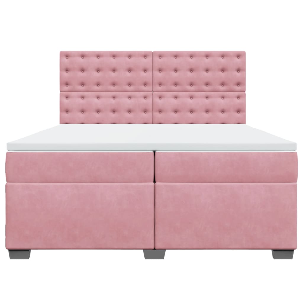 vidaXL Boxspring met matras fluweel roze 200x200 cm, foto 4