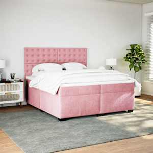 Box spring postel s matrací růžová 200x200 cm samet - obrázek 3
