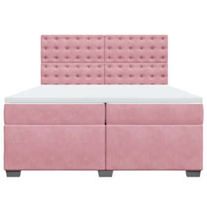 Box spring postel s matrací růžová 200x200 cm samet - obrázek 4