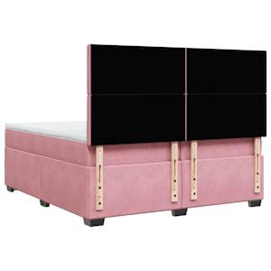 Box spring postel s matrací růžová 200x200 cm samet - obrázek 10