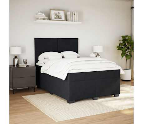 vidaXL Box Spring Bed with Mattress Black Double Velvet