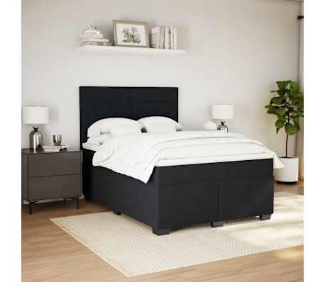 vidaXL Box Spring Bed with Mattress Black Queen Velvet