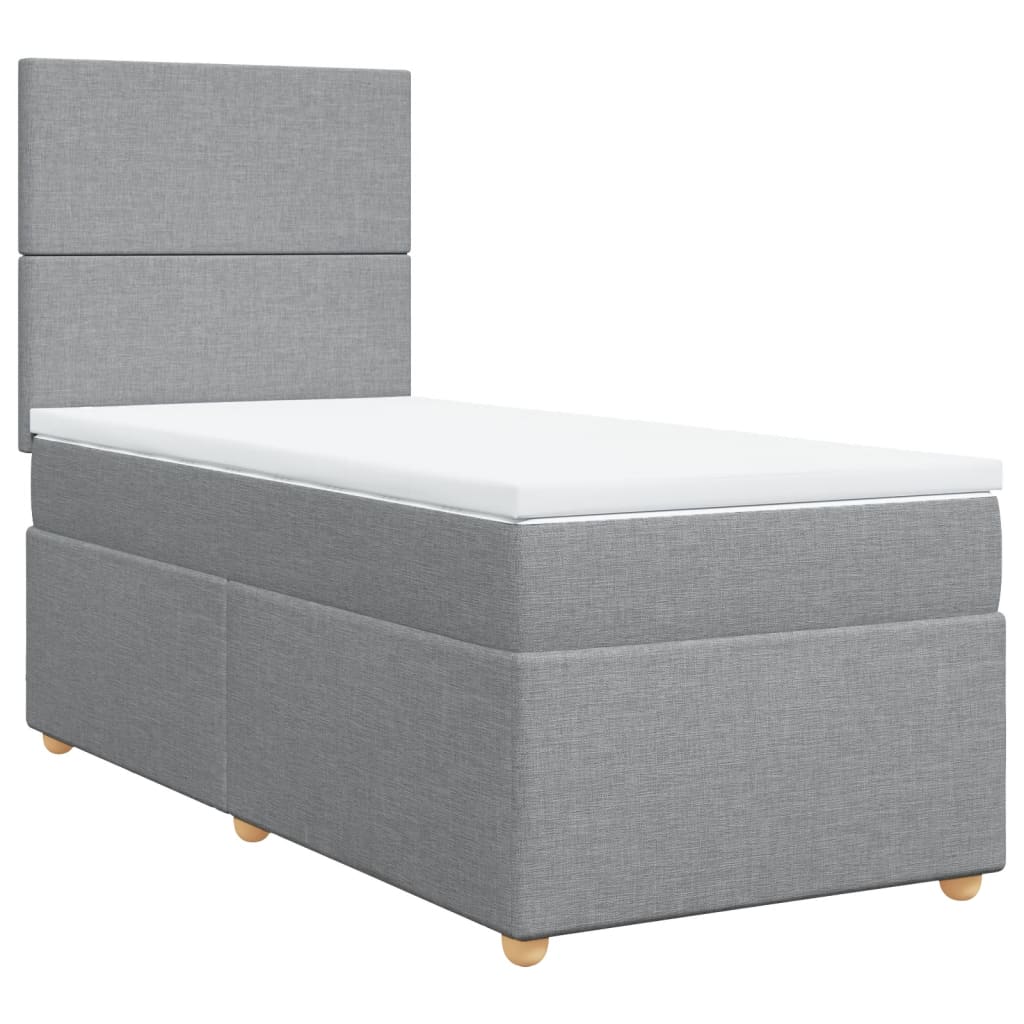 vidaXL Boxspring met matras stof lichtgrijs 80x200 cm grijs, foto 3