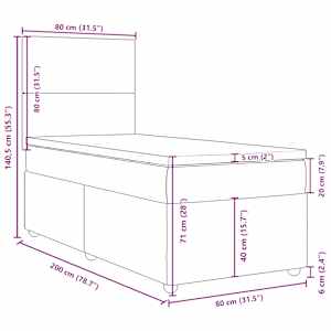 Box spring postel s matrací tmavě šedá 80 x 200 cm textil - obrázek 13