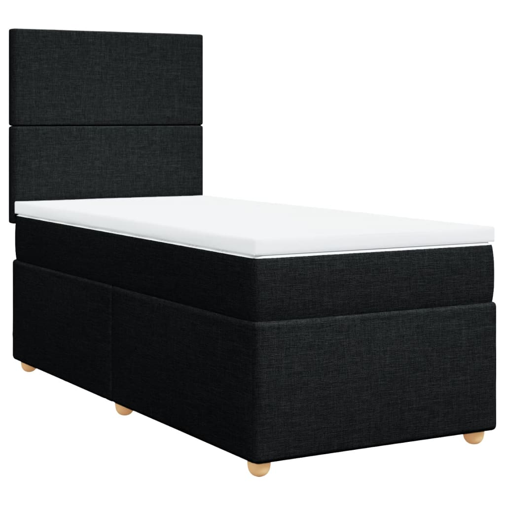 vidaXL Pat box spring cu saltea, negru, 80x200 cm, textil