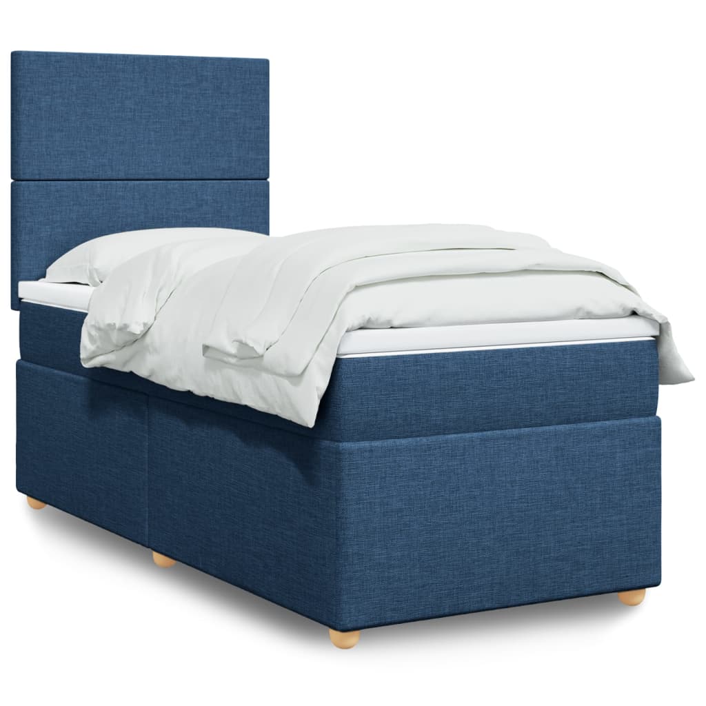 vidaXL Boxspringbett mit Matratze Blau 80x200 cm Stoff