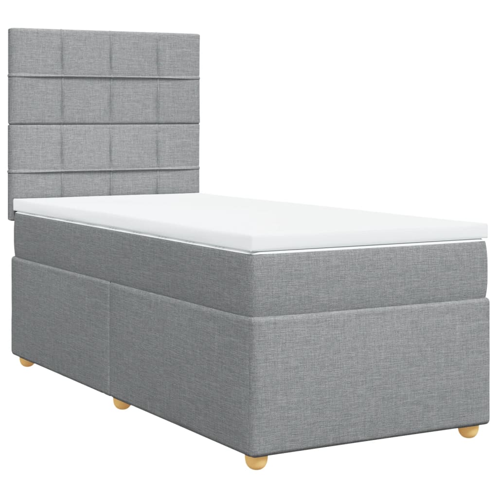 vidaXL Boxspring met matras stof lichtgrijs 80x200 cm grijs, foto 3
