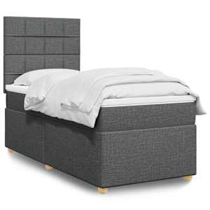 Box spring postel s matrací tmavě šedá 80 x 200 cm textil - obrázek 1