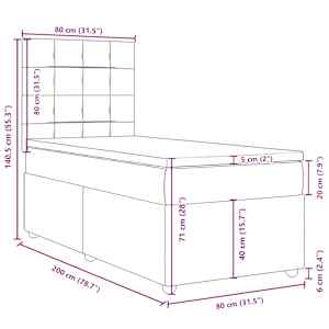 Box spring postel s matrací tmavě hnědá 80x200 cm textil - obrázek 13