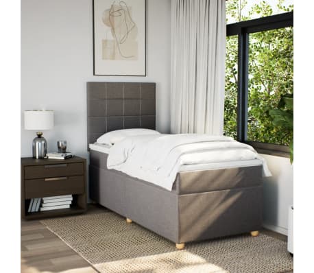 vidaXL Lova su spyruoklėmis ir čiužiniu, taupe, 80x200 cm, audinys