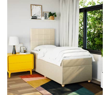 vidaXL Κρεβάτι Boxspring με Στρώμα Κρεμ 80 x 200 εκ. Υφασμάτινο