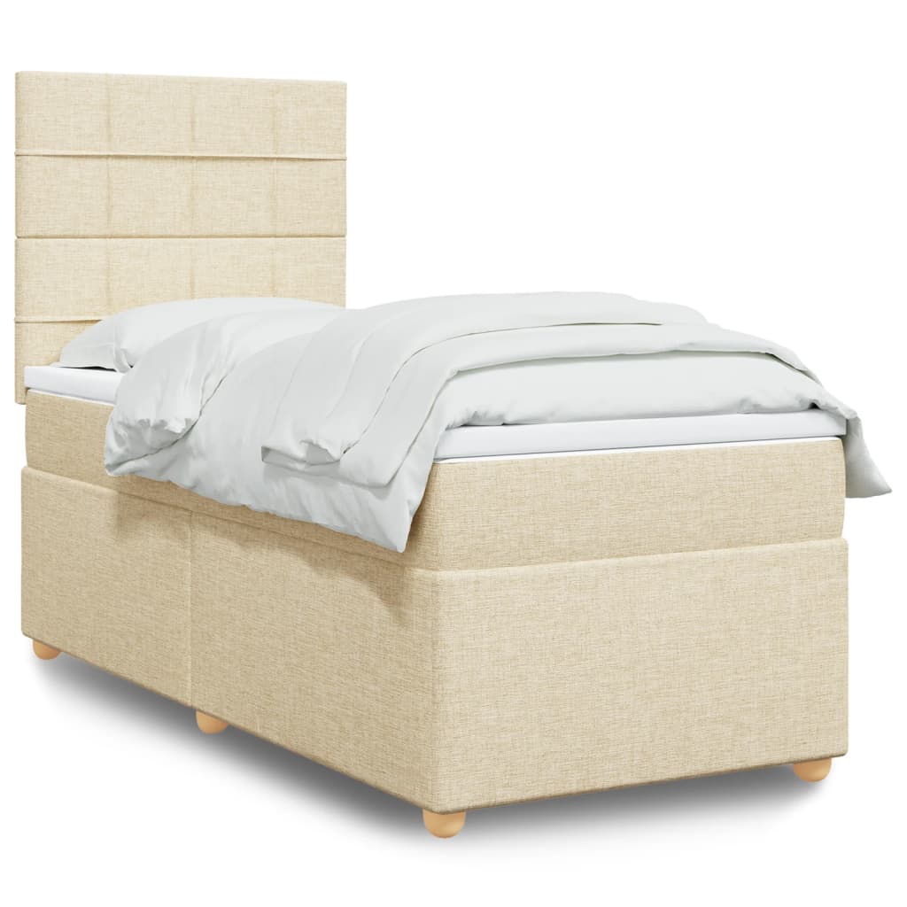 Kontinentalseng 80 x 200 cm med madras og topmadras - cremefarvet