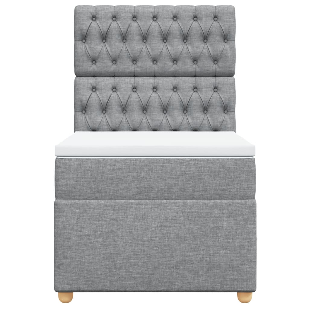 vidaXL Boxspring met matras stof lichtgrijs 80x200 cm grijs, foto 4