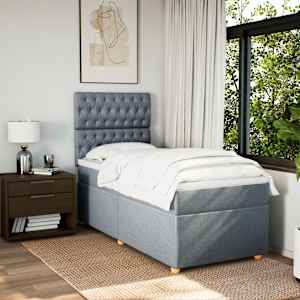 Box spring postel s matrací světle šedá 80 x 200 cm textil - obrázek 3