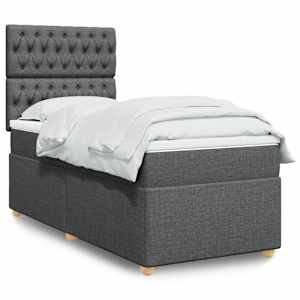 Box spring postel s matrací tmavě šedá 80 x 200 cm textil - obrázek 1