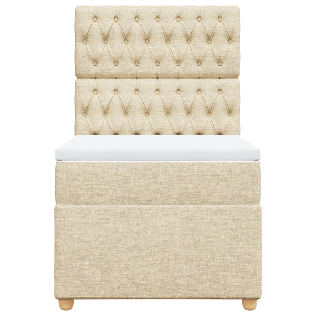 vidaXL Boxspring met matras stof crèmekleurig 80x200 cm, foto 4