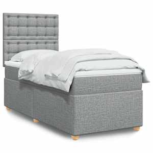 Box spring postel s matrací světle šedá 80 x 200 cm textil - obrázek 1