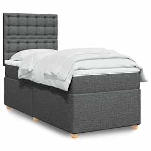 Box spring postel s matrací tmavě šedá 80 x 200 cm textil - obrázek 1