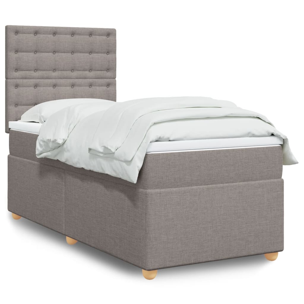 vidaXL Boxspringbett mit Matratze Taupe 80x200 cm Stoff