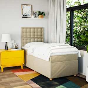 Box spring postel s matrací krémová 80 x 200 cm textil - obrázek 3