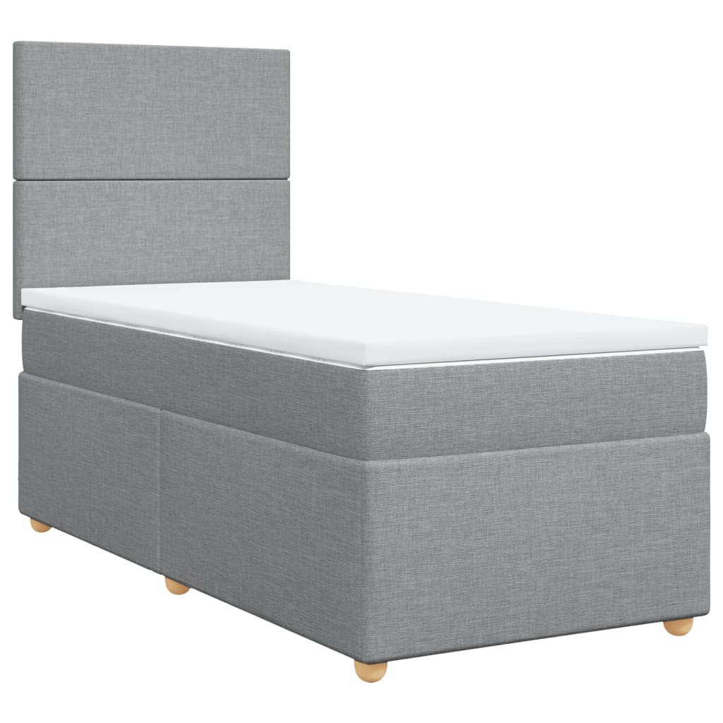 vidaXL Boxspring met matras stof lichtgrijs 90x190 cm grijs, foto 3