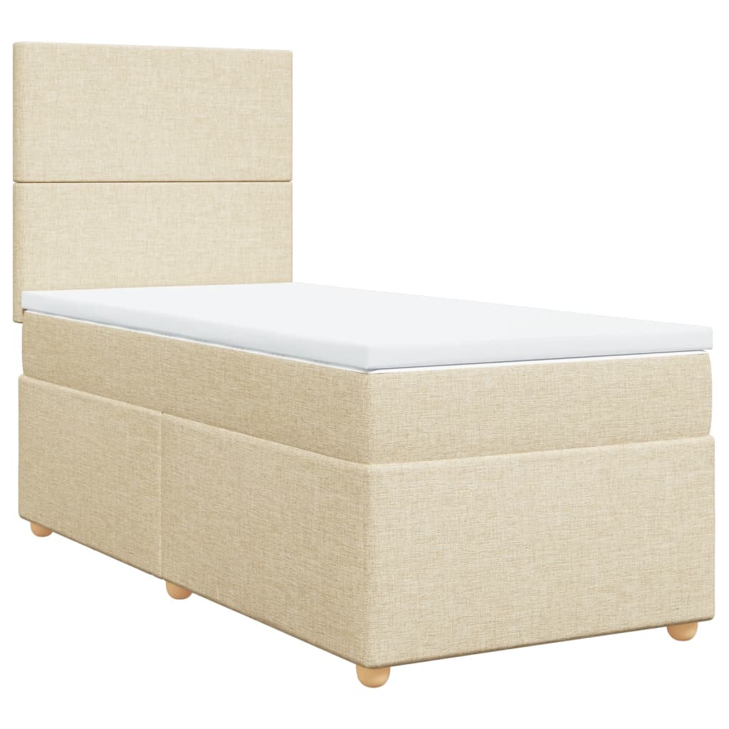 vidaXL Boxspring met matras stof crèmekleurig 90x190 cm, foto 3