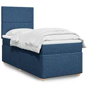Box spring postelja z vzmetnico modra 90x190 cm blago