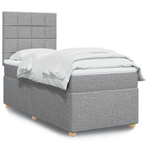 Box spring postel s matrací světle šedá 90x190 cm textil - obrázek 1