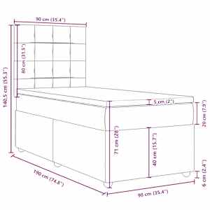 Box spring postel s matrací tmavě hnědá 90x190 cm textil - obrázek 13