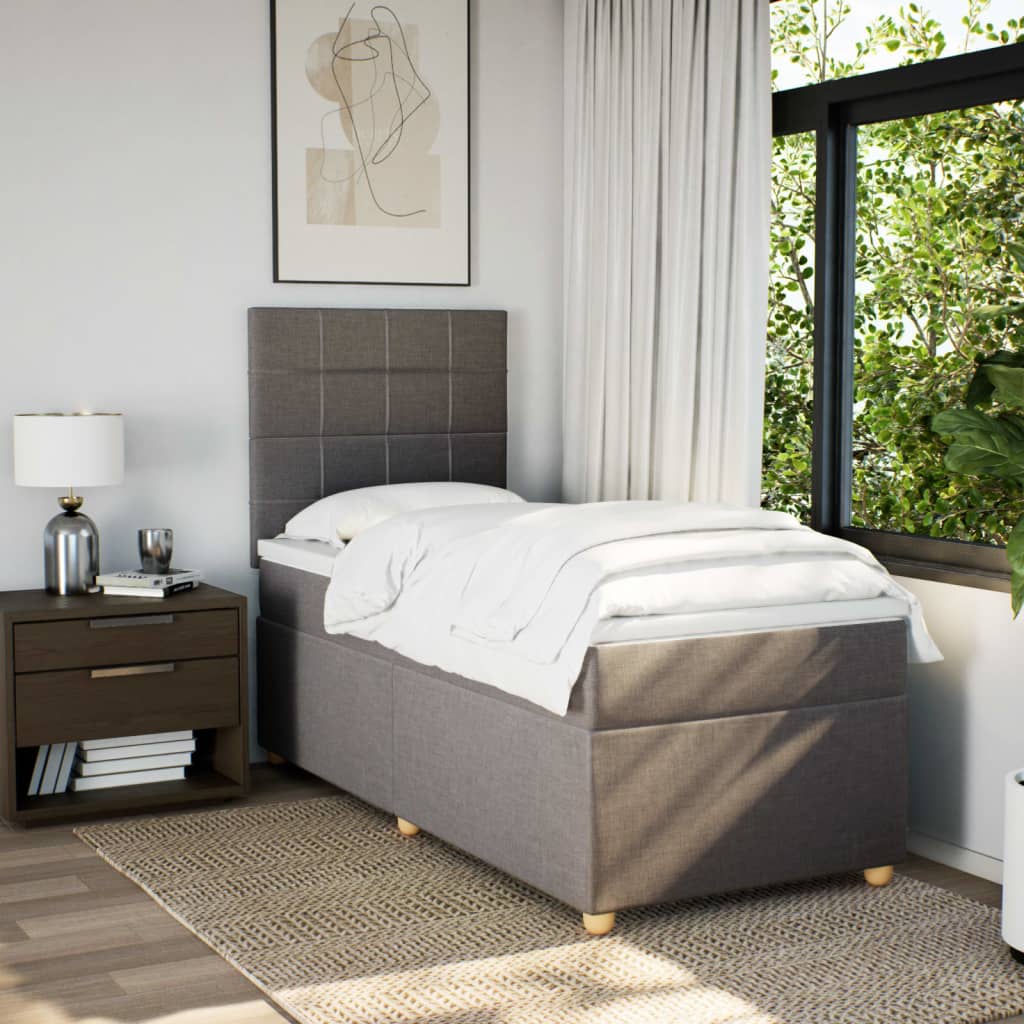 vidaXL Boxspring met matras stof taupe 90x190 cm afbeelding