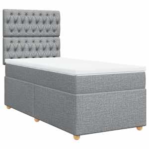 Box spring postel s matrací světle šedá 90x190 cm textil - obrázek 2
