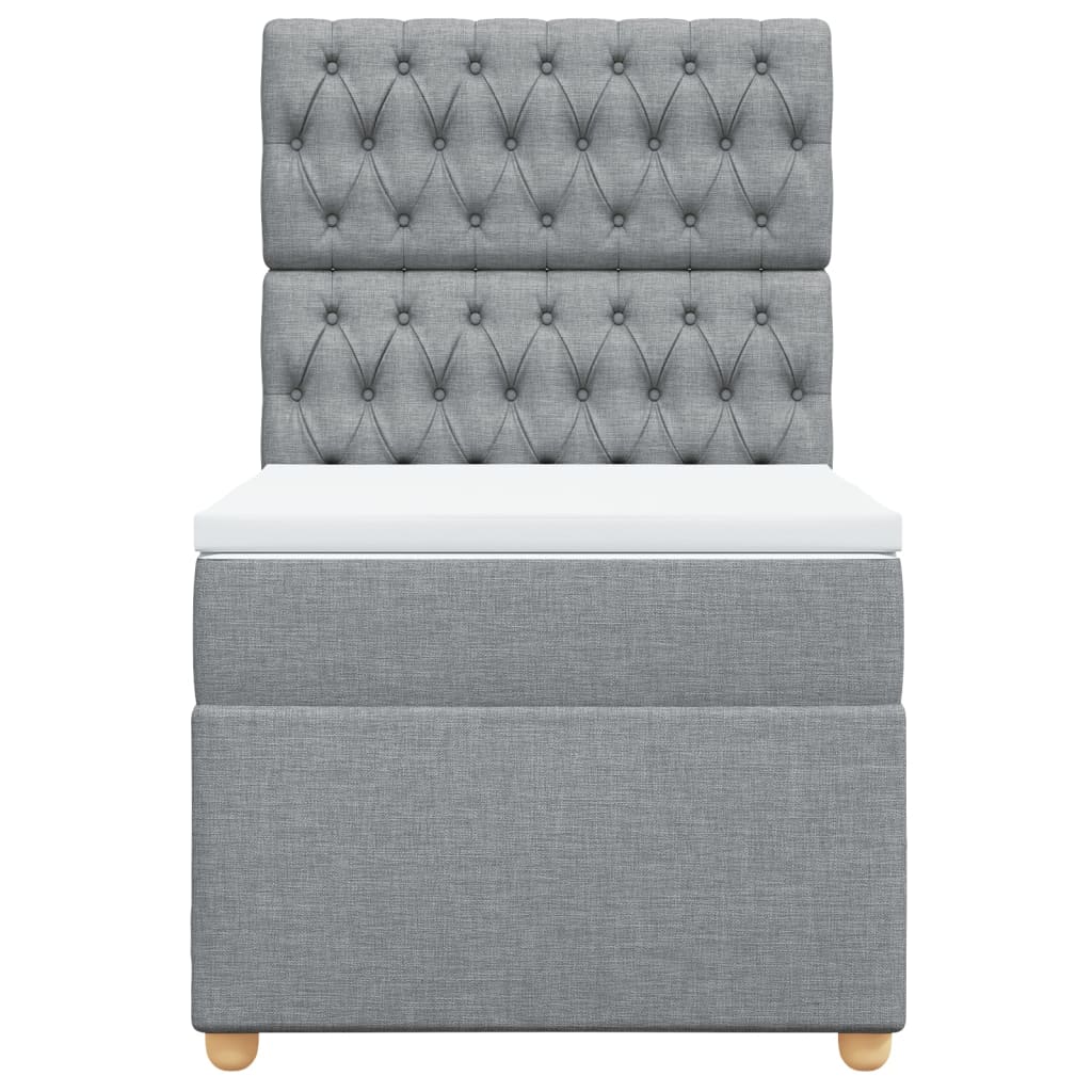 vidaXL Boxspring met matras stof lichtgrijs 90x190 cm grijs, foto 4