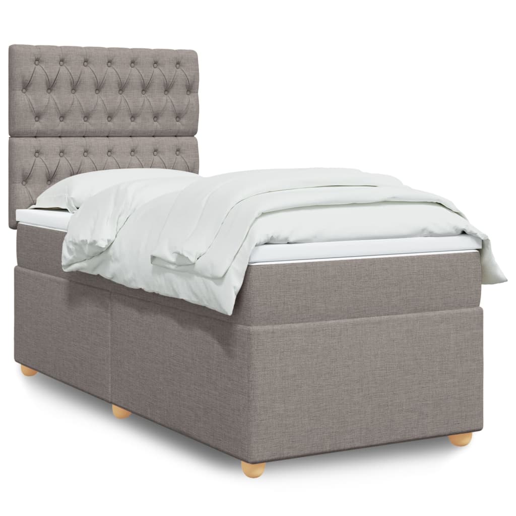 vidaXL Boxspringbett mit Matratze Taupe 90x190 cm Stoff