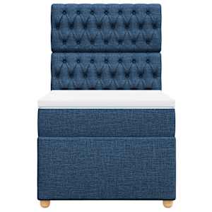 Box spring postel s matrací modrá 90x190 cm textil - obrázek 4