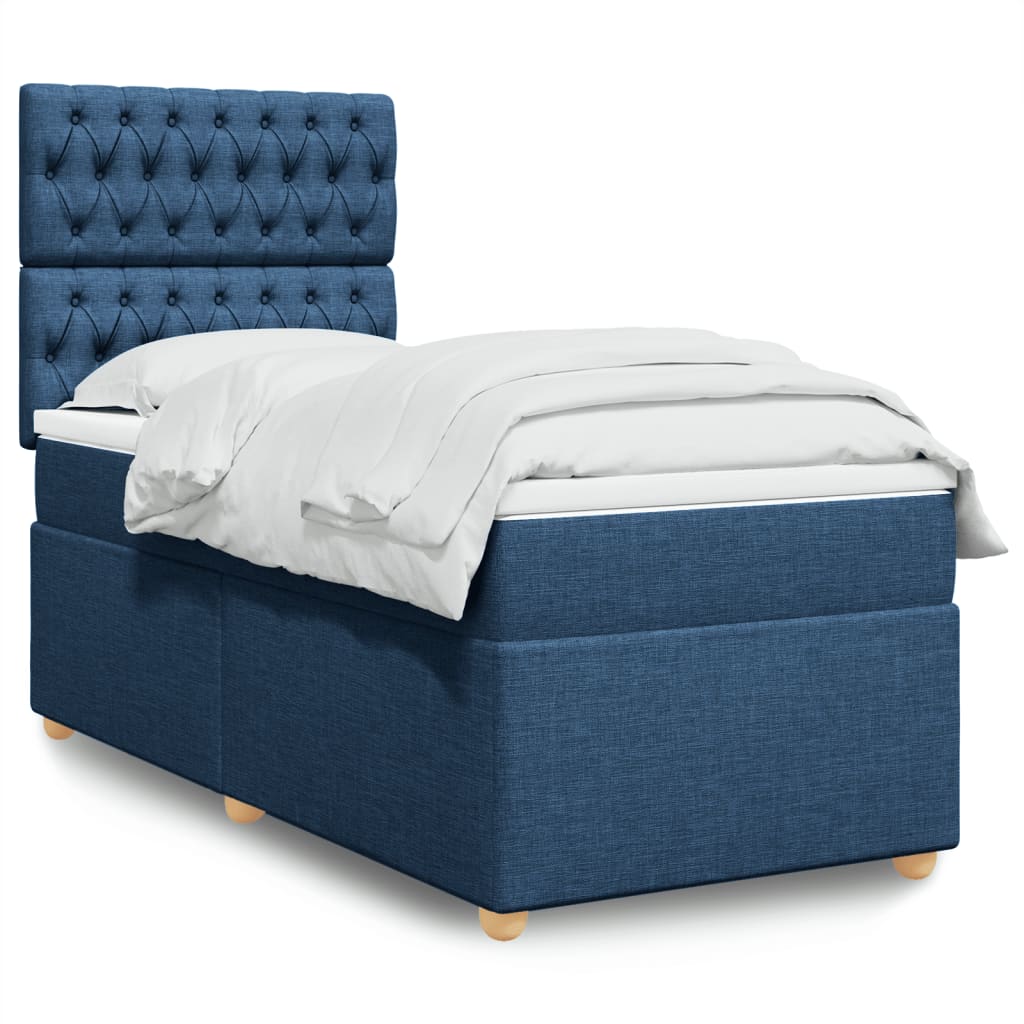 Boxspringbett mit Matratze Blau 90×190 cm Stoff