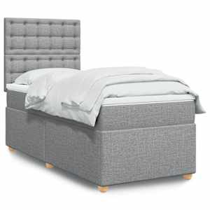 Box spring postel s matrací světle šedá 90x190 cm textil - obrázek 1