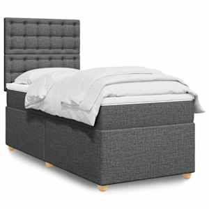 Box spring postel s matrací tmavě šedá 90x190 cm textil - obrázek 1