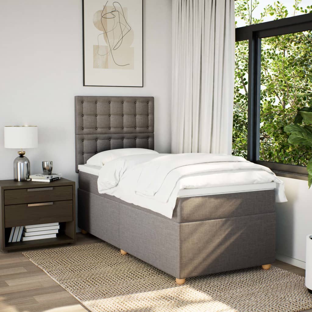 vidaXL Boxspring met matras stof taupe 90x190 cm, foto 2