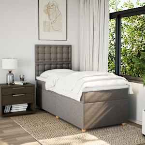 Box spring postel s matrací taupe 90x190 cm textil - obrázek 3