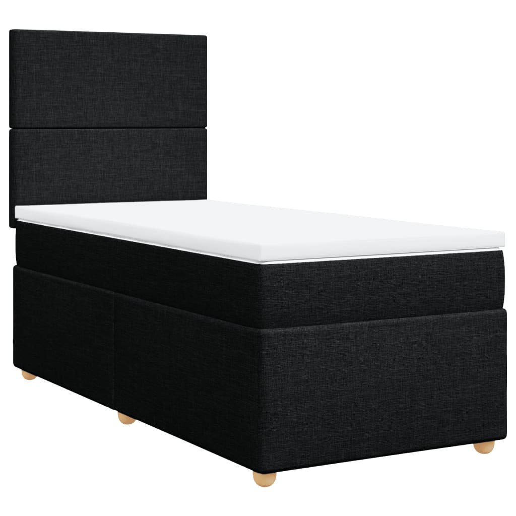vidaXL Pat box spring cu saltea, negru, 90x200 cm, textil