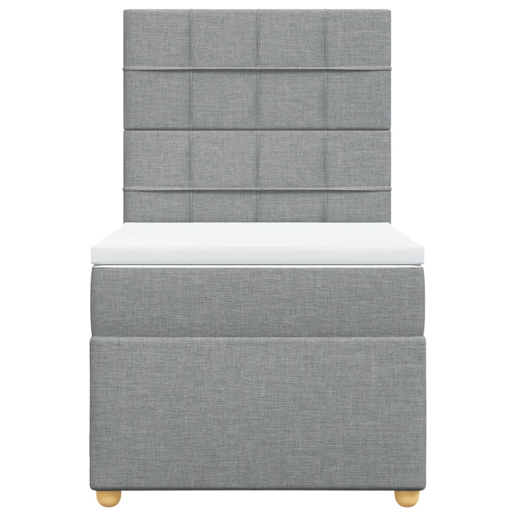 vidaXL Boxspring met matras stof lichtgrijs 90x200 cm grijs, foto 4