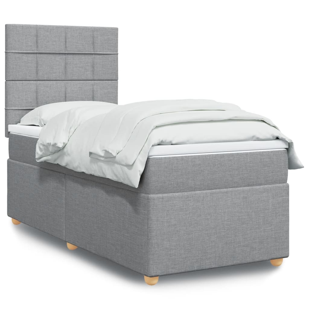 Boxspringbett mit Matratze Hellgrau 90×200 cm Stoff